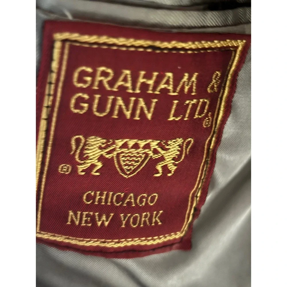 Graham Gunn Ltd Mens Blazer Jacket 43L Grey Houndstooth Wool Two Button‎